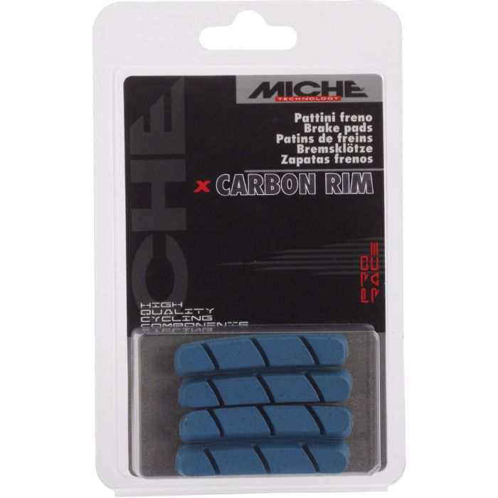MICHE 4 PATTINI FRENO IN BLISTER CA BLUE PER CERCHI CARBONIO MICHE 4 PATTINI FRENO IN BLISTER CA BLUE PER CERCHI CARBONIO