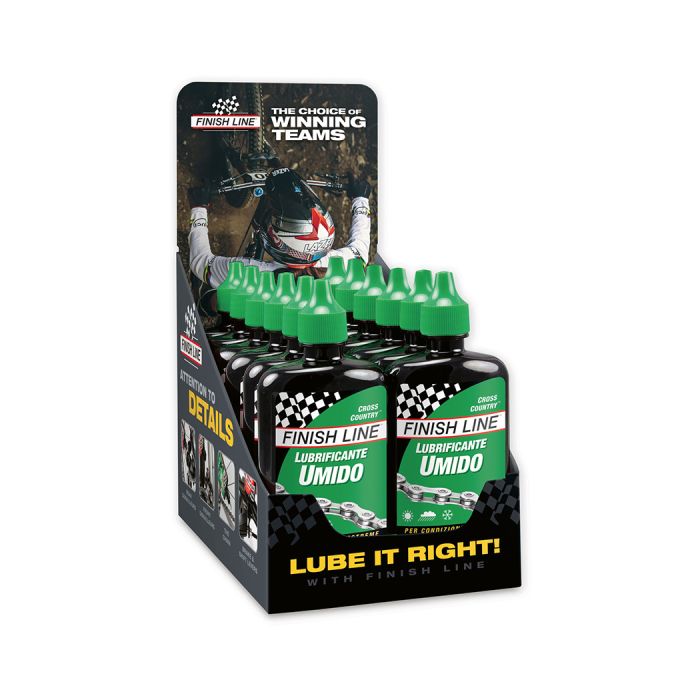 FINISH LINE ESPOSITORE DA 12PZ LUBRIFICANTE UMIDO SINTETICO CROSS COUNTRY WET A GOCCIA 120ML (FIN23) FINISH LINE ESPOSITORE DA 12PZ LUBRIFICANTE UMIDO SINTETICO CROSS COUNTRY WET A GOCCIA 120ML (FIN23)