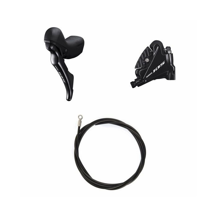 SHIMANO KIT FRENO DISCO 105 NERO ST-R7020 + BR-R7070 + TUBO SHIMANO KIT FRENO DISCO 105 NERO ST-R7020 + BR-R7070 + TUBO